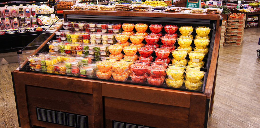 cut fruit refrigerated display