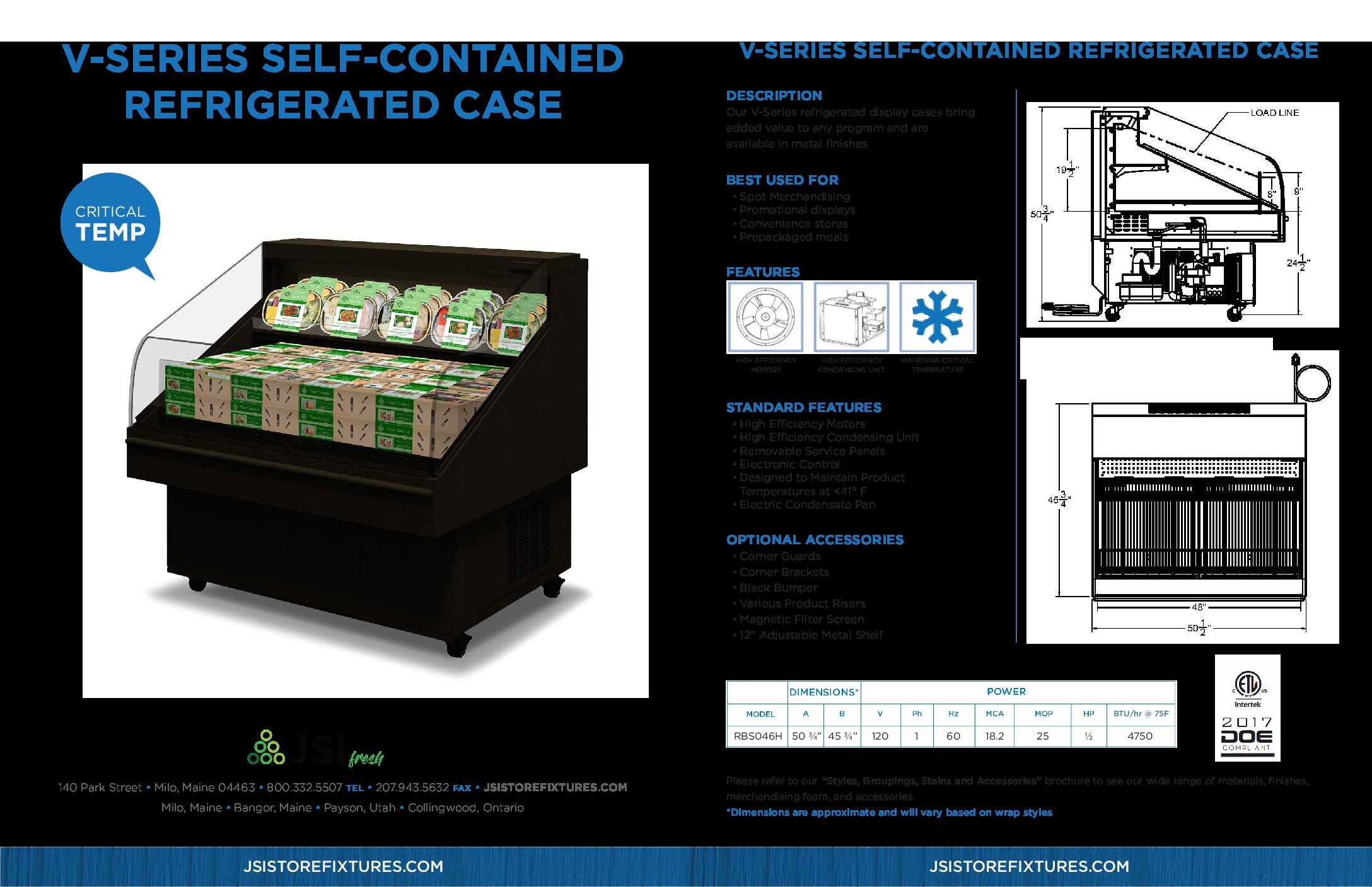 V-Series Self-Contained Refrigerated Case Spec Sheet (PDF)