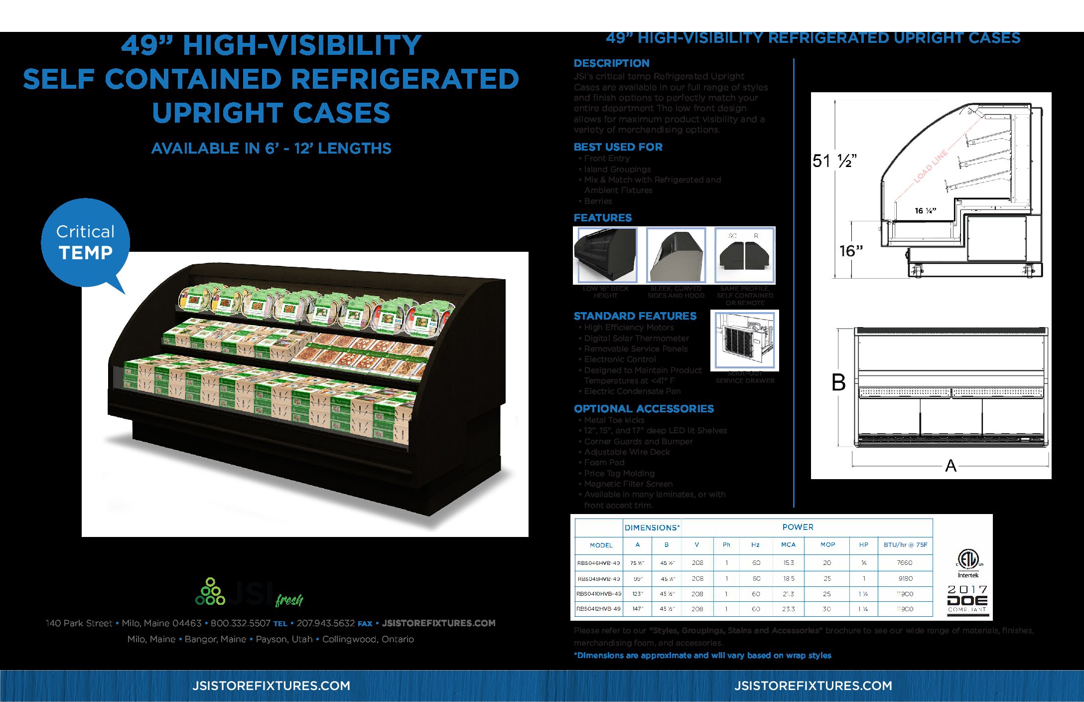 49” High-Visibility Self Contained Refrigerated Upright Case Spec Sheet (PDF)