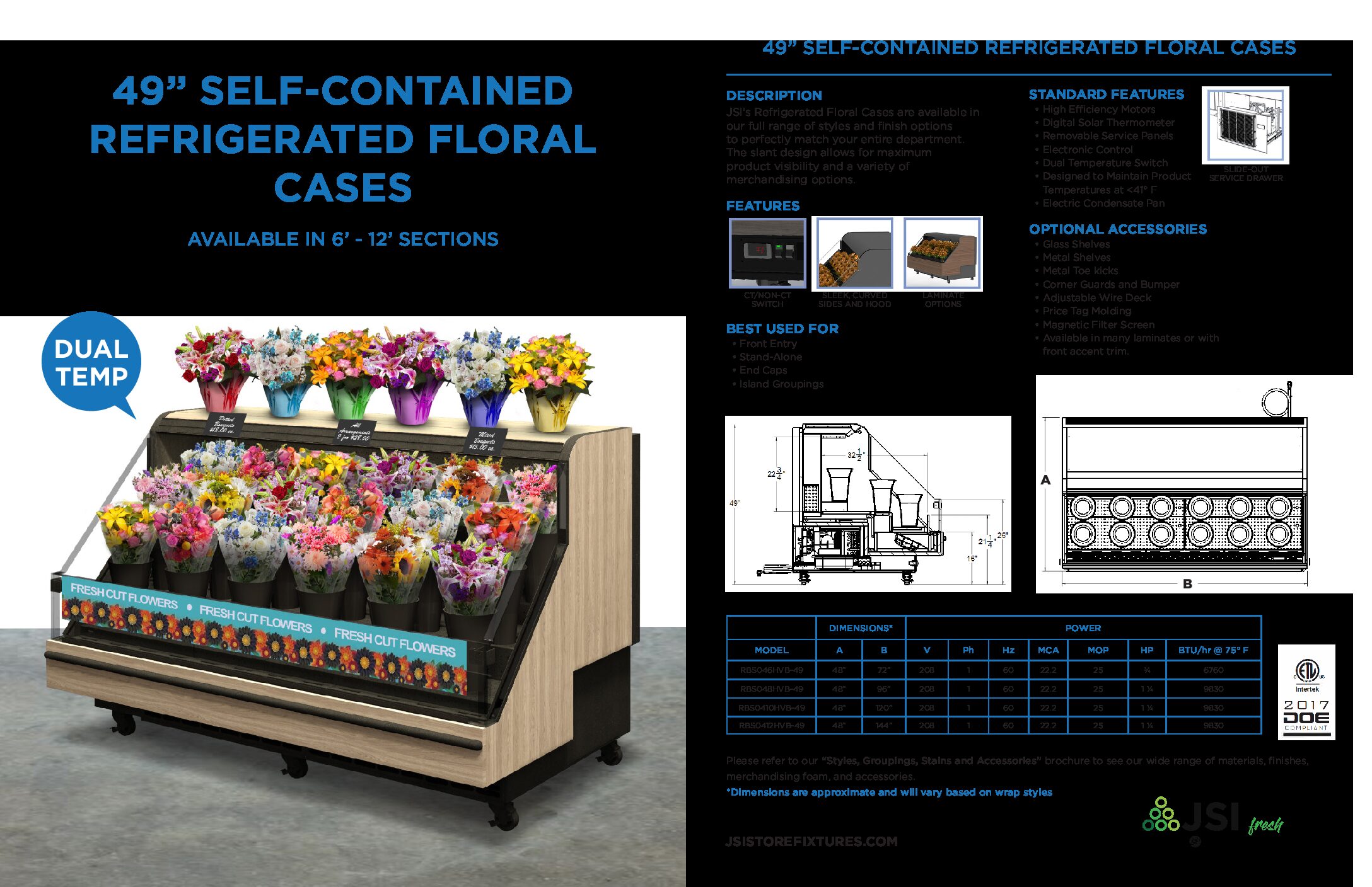 49″ Self-Contained Refrigerated Floral Case Spec Sheet (PDF)